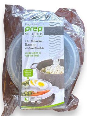 Progressive Prep Solutions 4-Piece Microwave Ramen Cooker With Travel Chopsticks